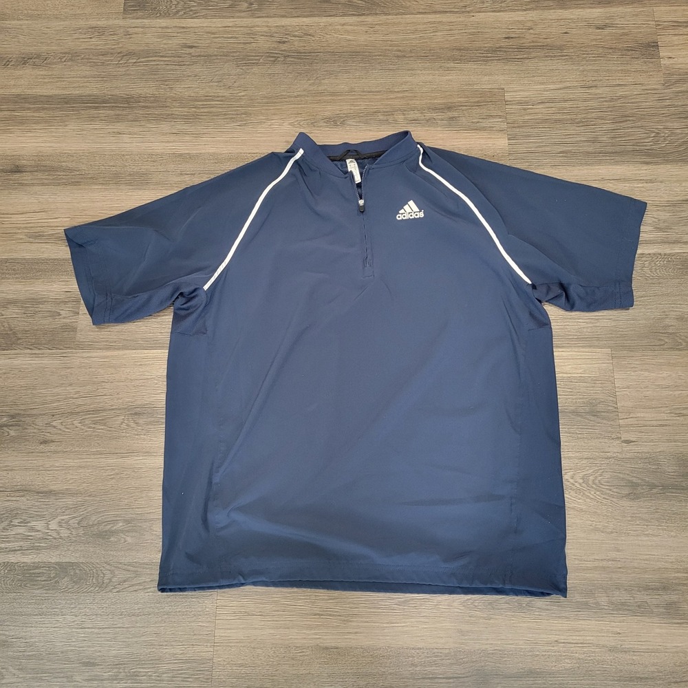 Adidas Pullover Golf Shirt Short Sleeve Athletic Training Navy‎ Mens M